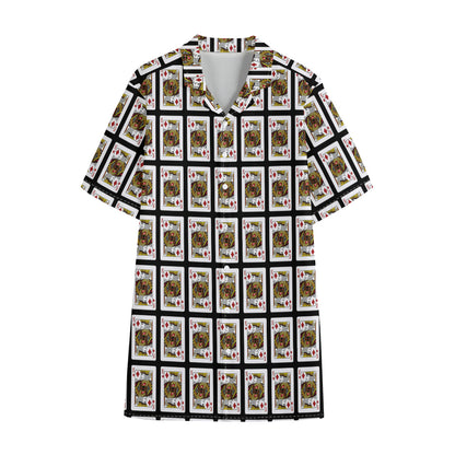King Of Diamonds Pattern Print Cotton Hawaiian Shirt