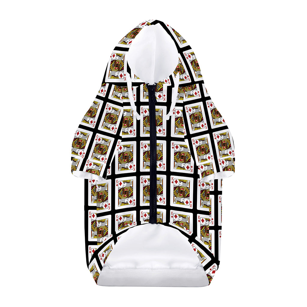 King Of Diamonds Pattern Print Dog Zip Up Hoodie