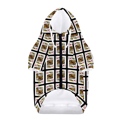 King Of Diamonds Pattern Print Dog Zip Up Hoodie