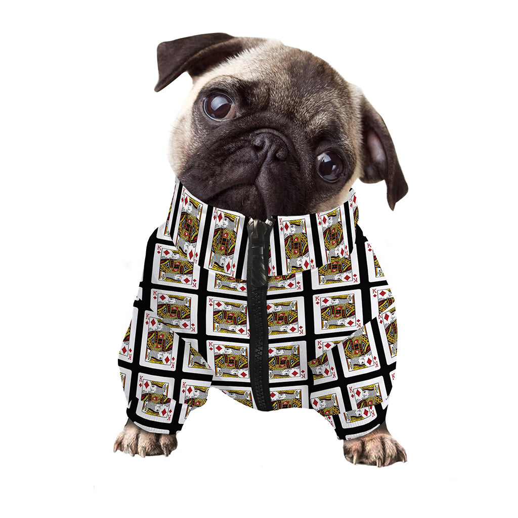 King Of Diamonds Pattern Print Dog Zip Up Jacket