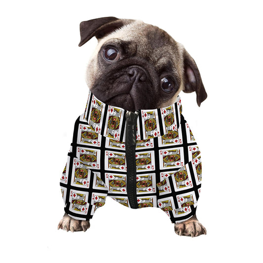King Of Diamonds Pattern Print Dog Zip Up Jacket