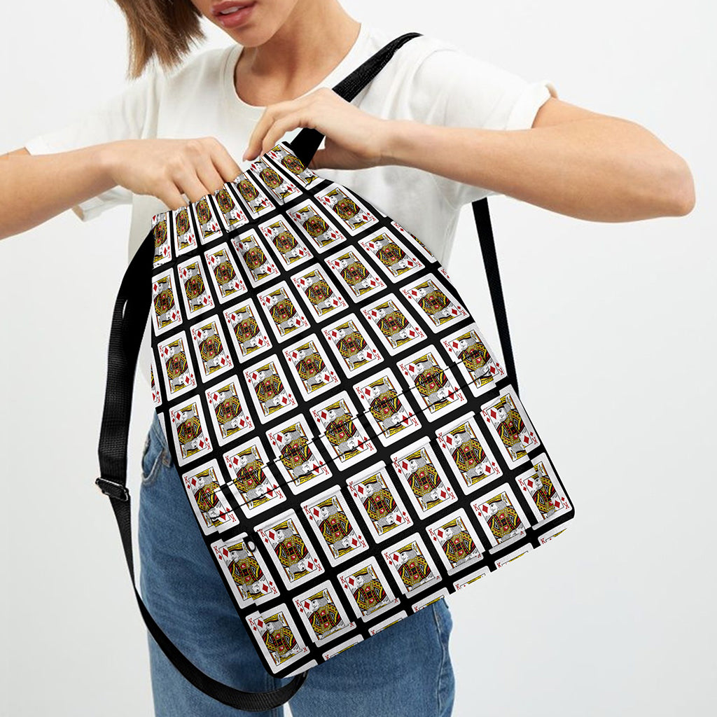 King Of Diamonds Pattern Print Drawstring Backpack