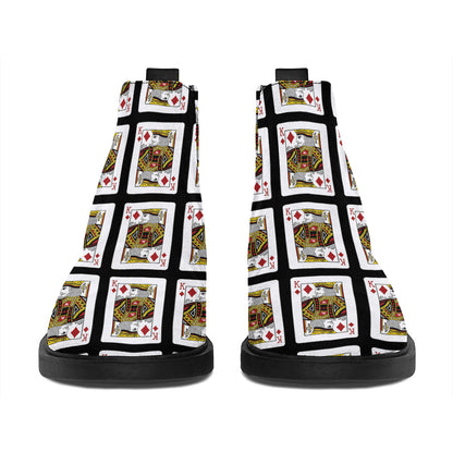 King Of Diamonds Pattern Print Flat Ankle Boots
