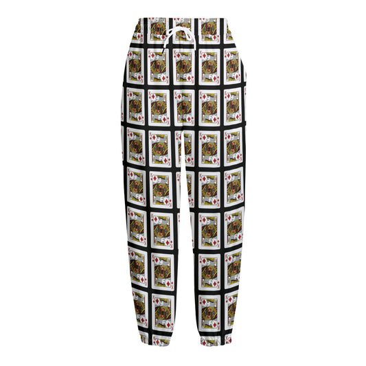 King Of Diamonds Pattern Print Fleece Lined Knit Pants
