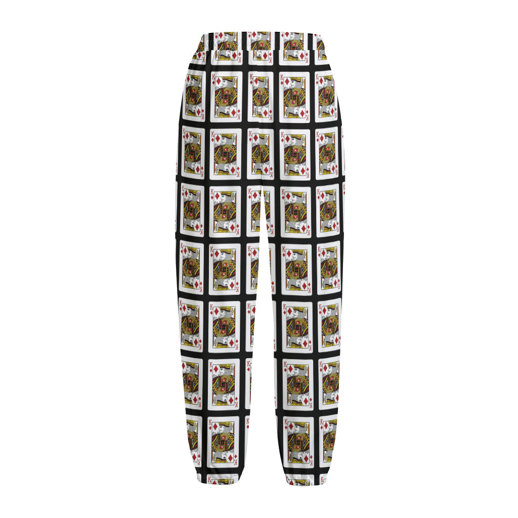 King Of Diamonds Pattern Print Fleece Lined Knit Pants
