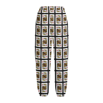 King Of Diamonds Pattern Print Fleece Lined Knit Pants