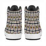 King Of Diamonds Pattern Print High Top Leather Sneakers