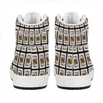 King Of Diamonds Pattern Print High Top Leather Sneakers