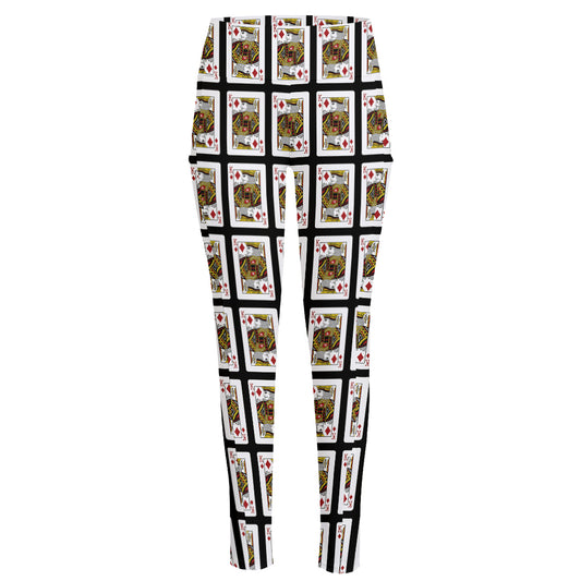 King Of Diamonds Pattern Print High-Waisted Pocket Leggings