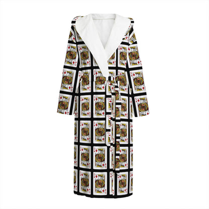King Of Diamonds Pattern Print Hooded Bathrobe