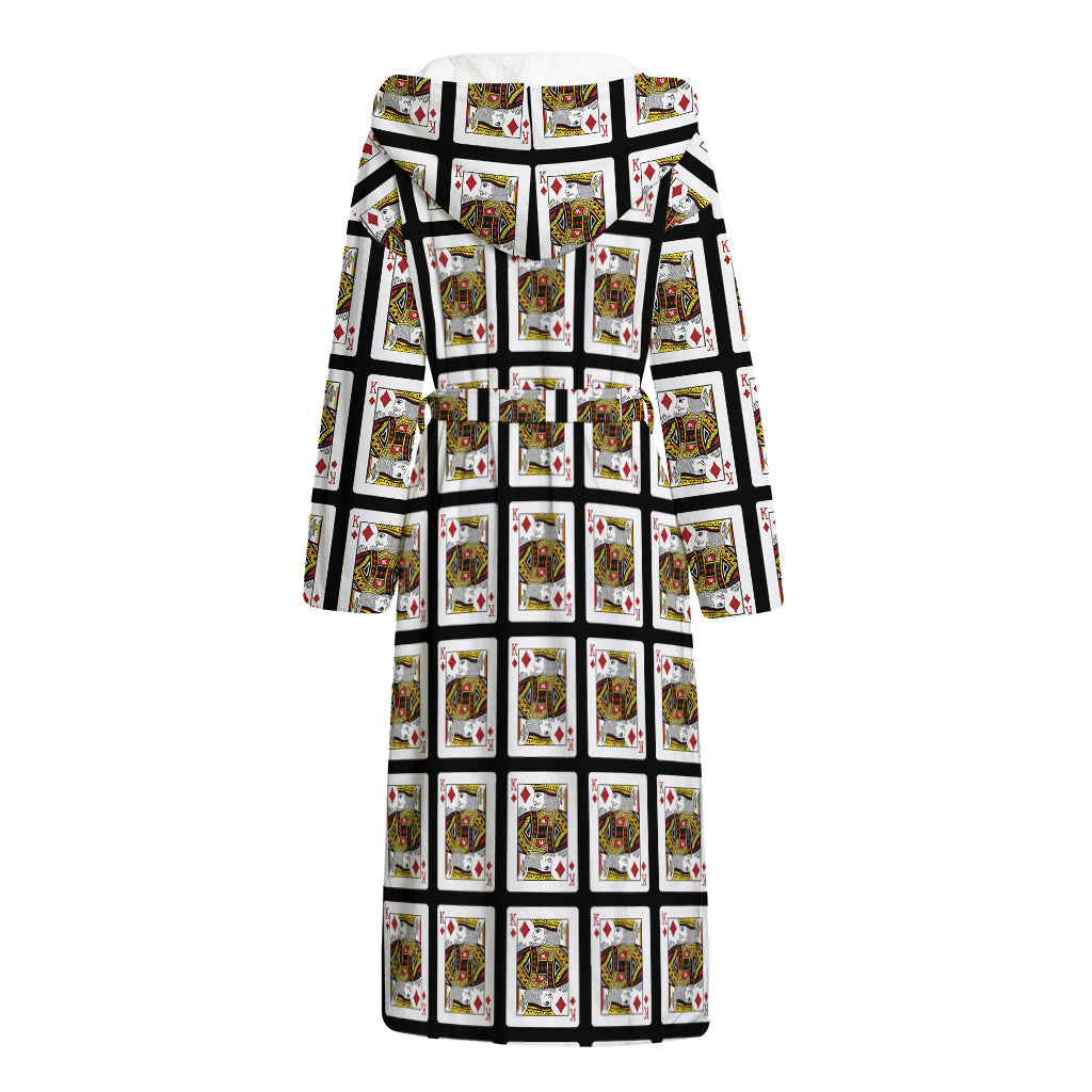 King Of Diamonds Pattern Print Hooded Bathrobe