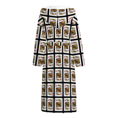 King Of Diamonds Pattern Print Hooded Bathrobe