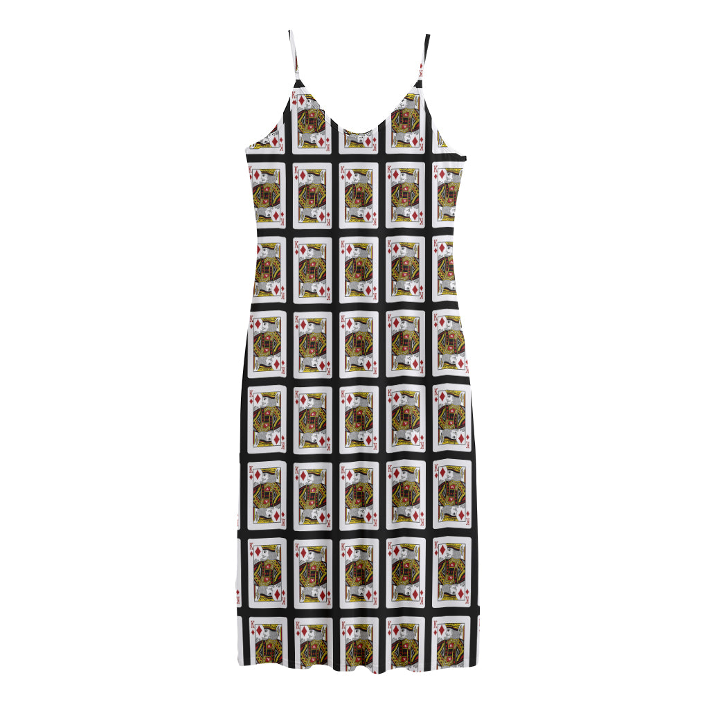 King Of Diamonds Pattern Print Jersey Midi Cami Dress