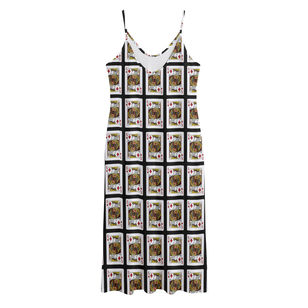 King Of Diamonds Pattern Print Jersey Midi Cami Dress