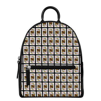 King Of Diamonds Pattern Print Leather Backpack