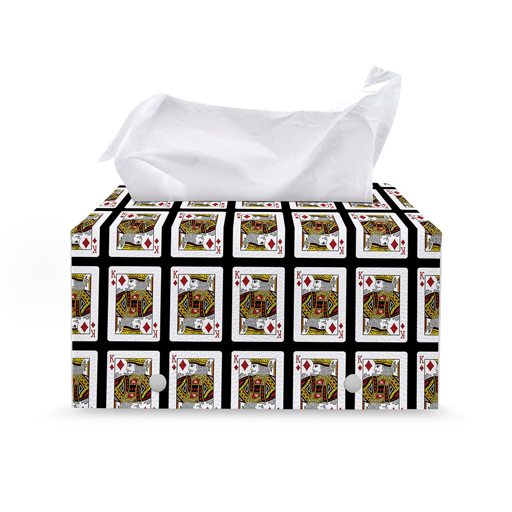 King Of Diamonds Pattern Print Leather Tissue Box Cover