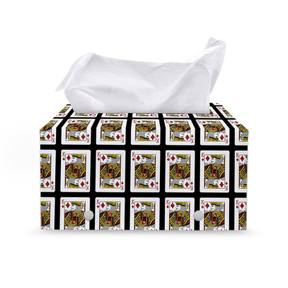 King Of Diamonds Pattern Print Leather Tissue Box Cover