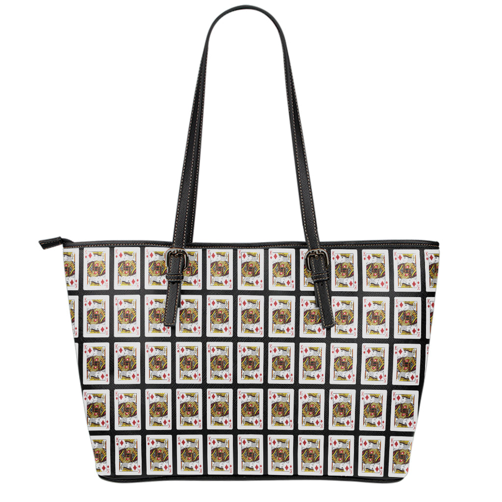 King Of Diamonds Pattern Print Leather Tote Bag