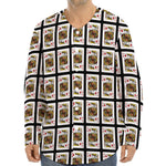 King Of Diamonds Pattern Print Long Sleeve Baseball Jersey