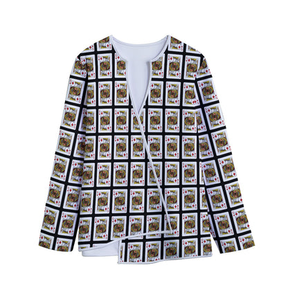 King Of Diamonds Pattern Print Long Sleeve Short Coat