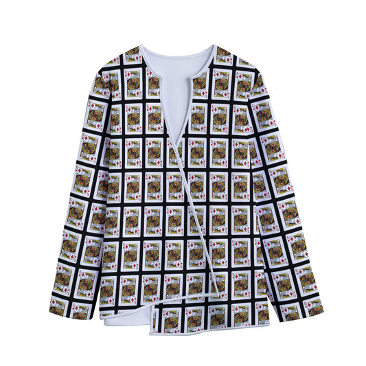 King Of Diamonds Pattern Print Long Sleeve Short Coat