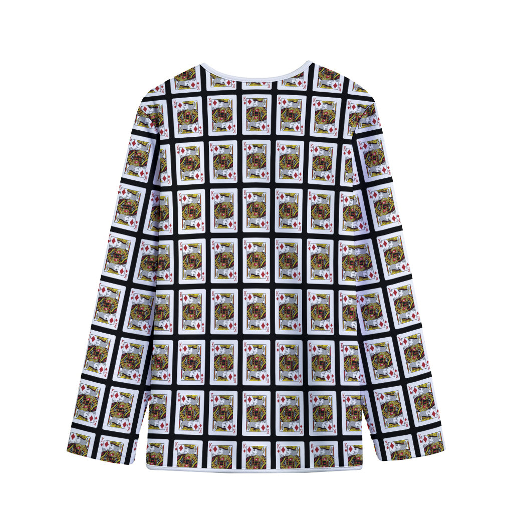 King Of Diamonds Pattern Print Long Sleeve Short Coat