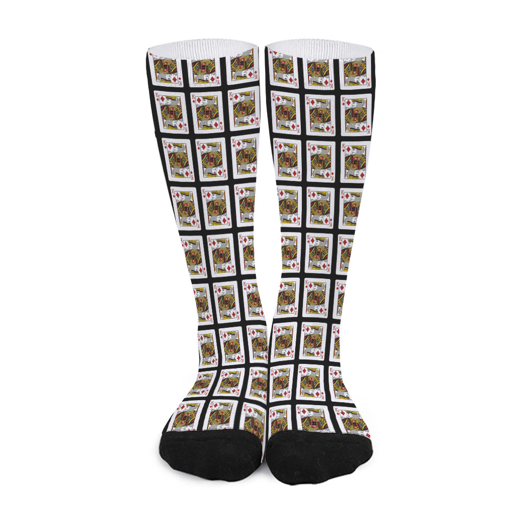 King Of Diamonds Pattern Print Long Socks