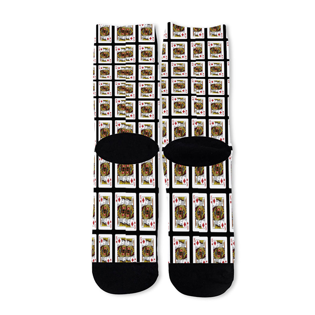 King Of Diamonds Pattern Print Long Socks