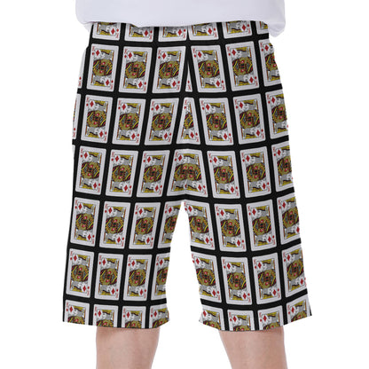 King Of Diamonds Pattern Print Men's Beach Shorts