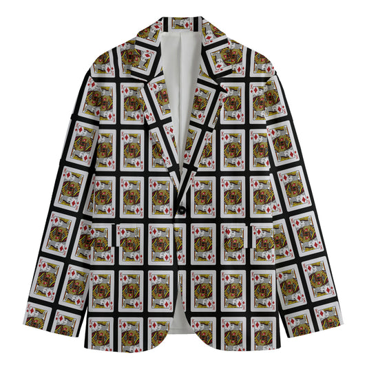 King Of Diamonds Pattern Print Men's Blazer