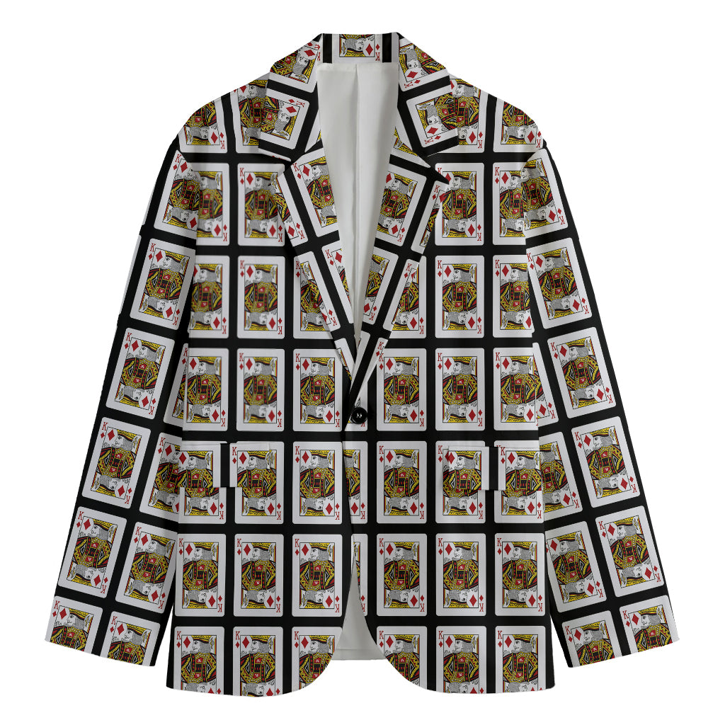 King Of Diamonds Pattern Print Men's Cotton Blazer