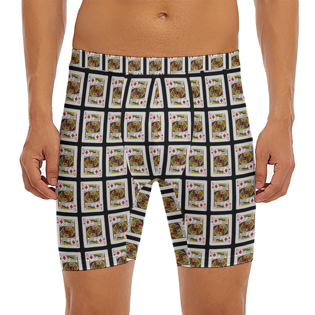 King Of Diamonds Pattern Print Men's Long Boxer Briefs
