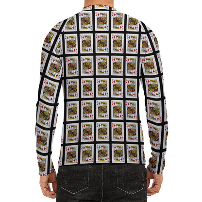 King Of Diamonds Pattern Print Men's Long Sleeve Rash Guard