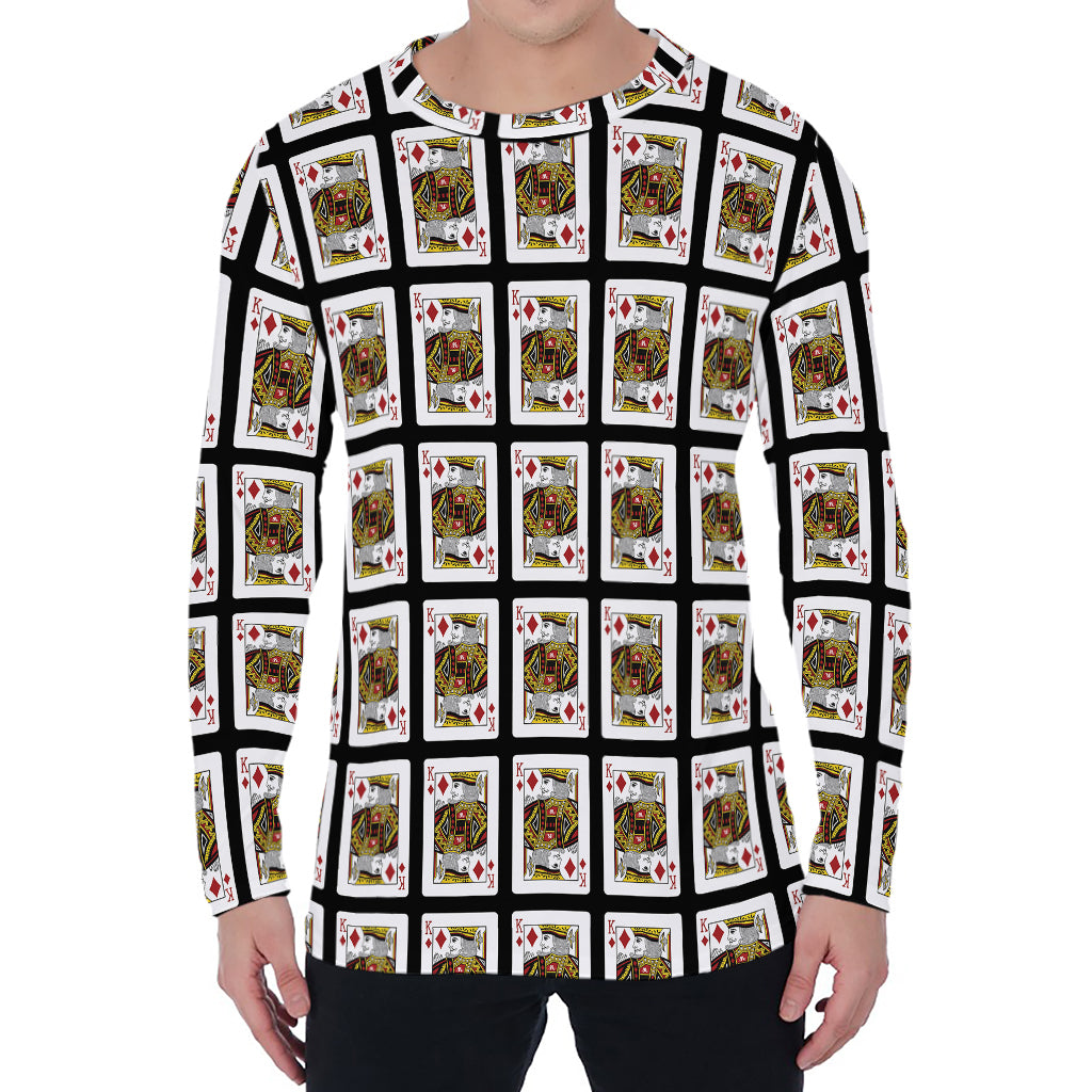 King Of Diamonds Pattern Print Men's Long Sleeve T-Shirt