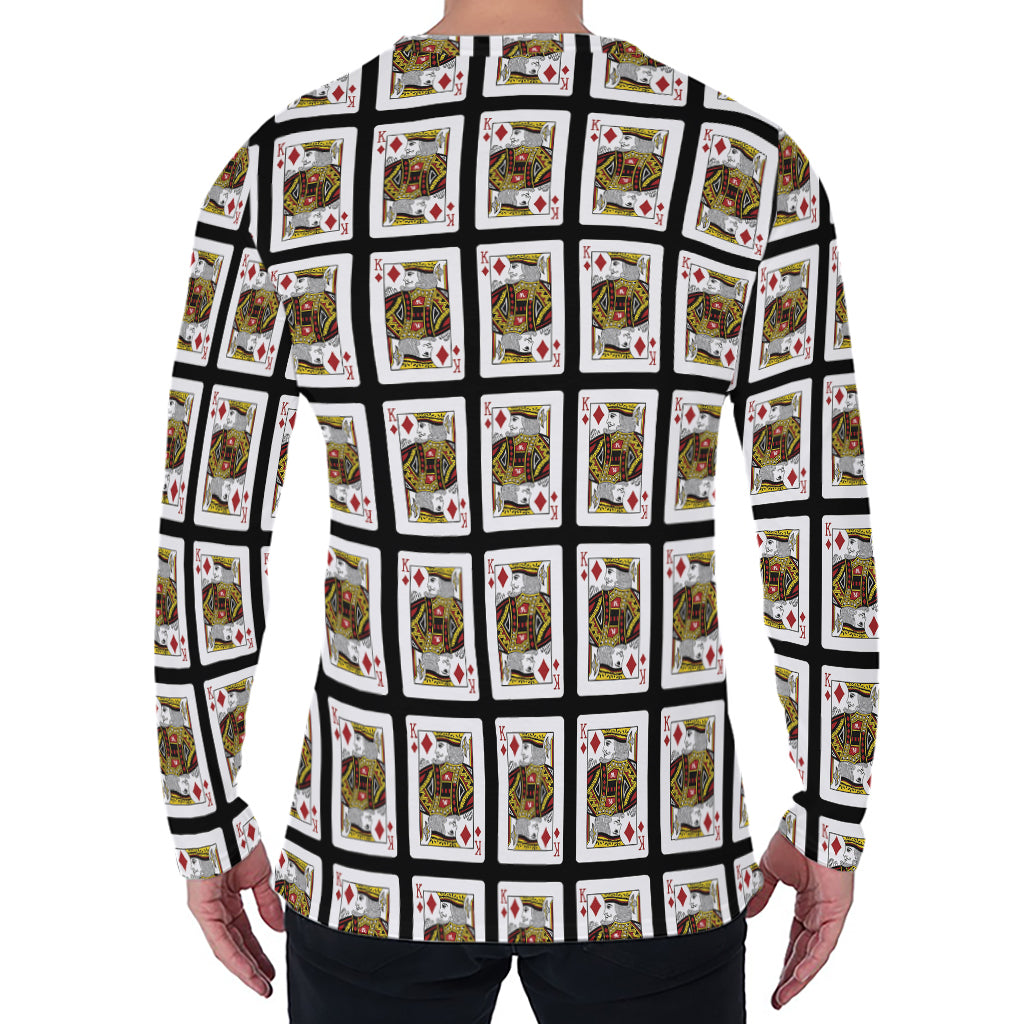 King Of Diamonds Pattern Print Men's Long Sleeve T-Shirt