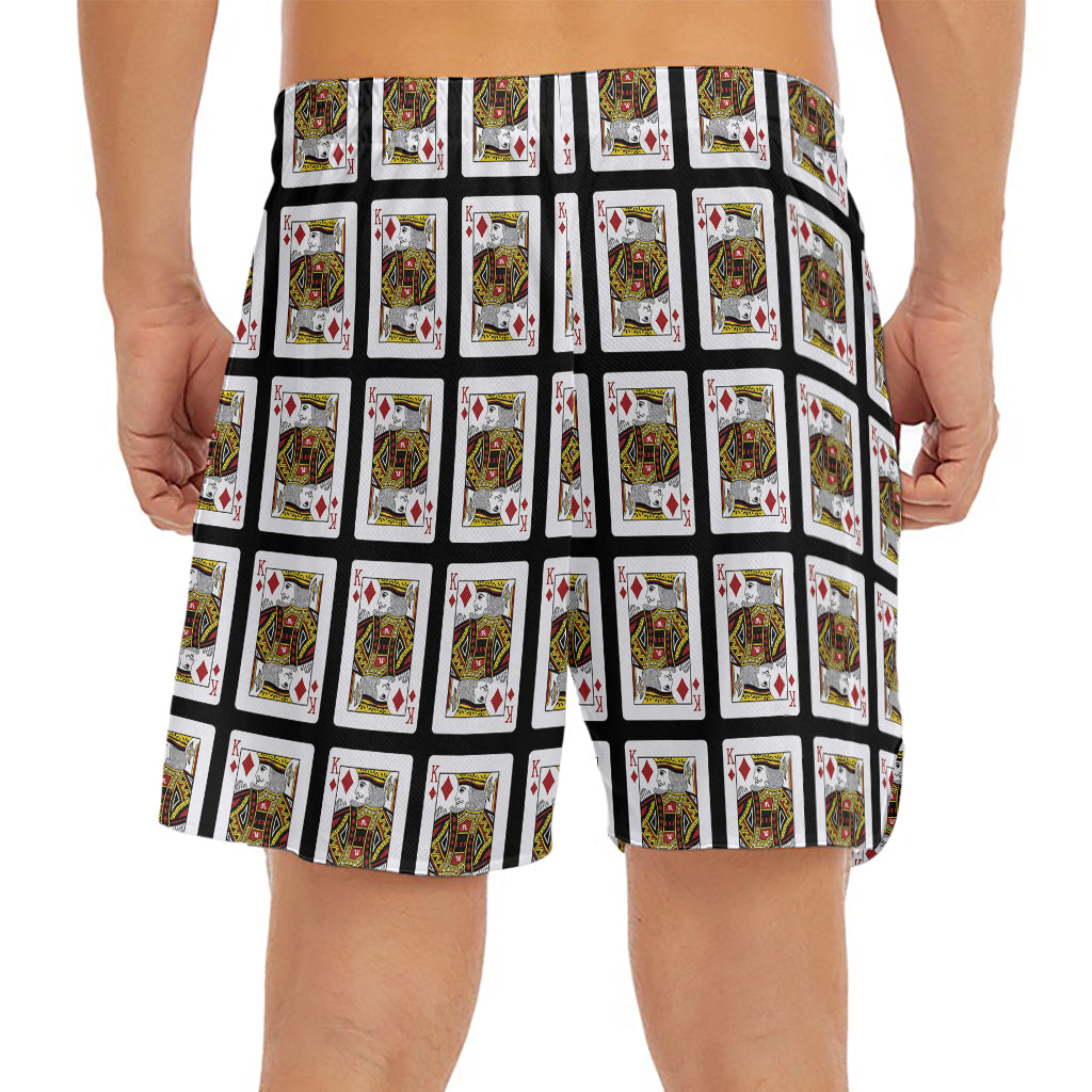King Of Diamonds Pattern Print Men's Split Running Shorts