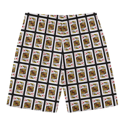 King Of Diamonds Pattern Print Men's Swim Trunks