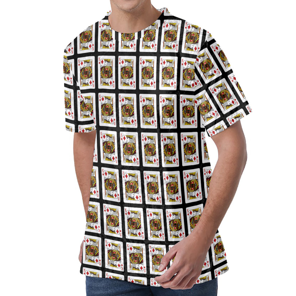 King Of Diamonds Pattern Print Men's Velvet T-Shirt