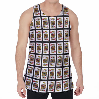 King Of Diamonds Pattern Print Men's Velvet Tank Top