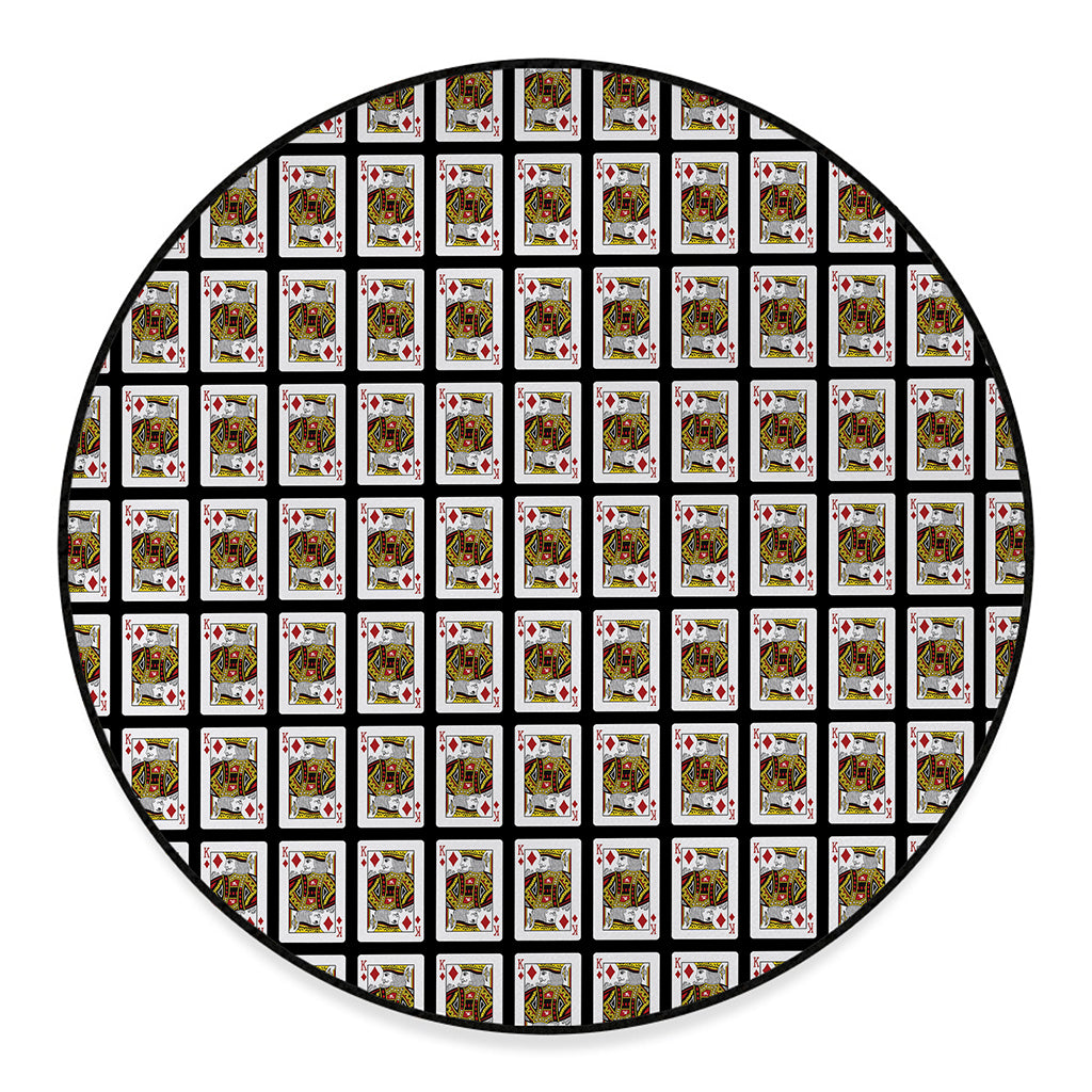 King Of Diamonds Pattern Print Round Floor Mat