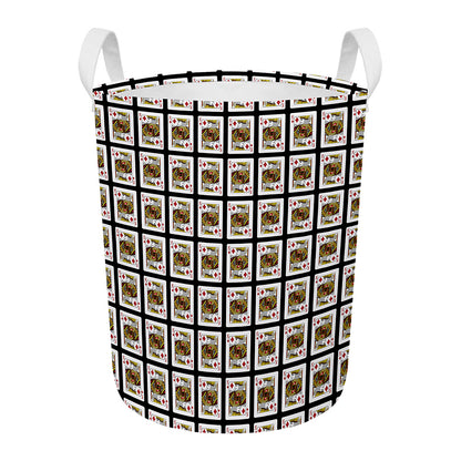 King Of Diamonds Pattern Print Round Laundry Basket