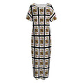 King Of Diamonds Pattern Print Short Sleeve Long Nightdress