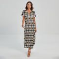 King Of Diamonds Pattern Print Short Sleeve Maxi Dress