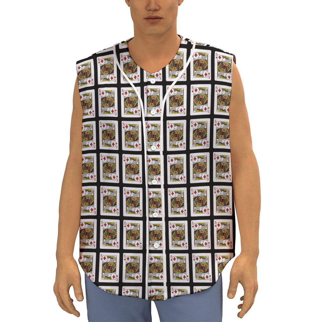 King Of Diamonds Pattern Print Sleeveless Baseball Jersey