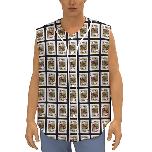 King Of Diamonds Pattern Print Sleeveless Baseball Jersey