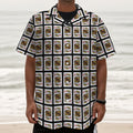 King Of Diamonds Pattern Print Textured Short Sleeve Shirt