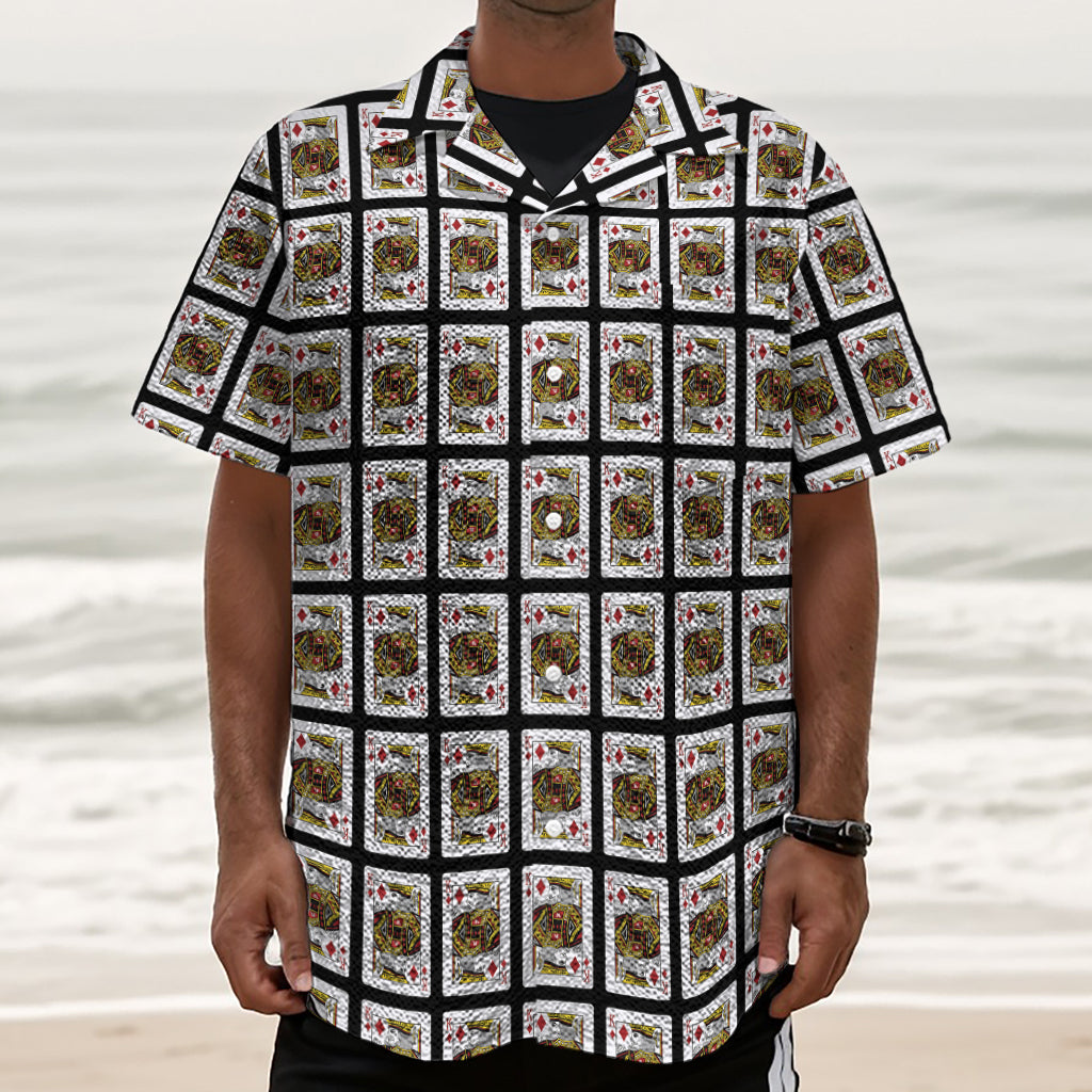 King Of Diamonds Pattern Print Textured Short Sleeve Shirt