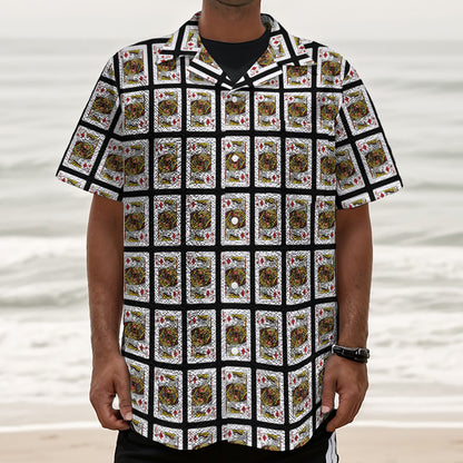 King Of Diamonds Pattern Print Textured Short Sleeve Shirt