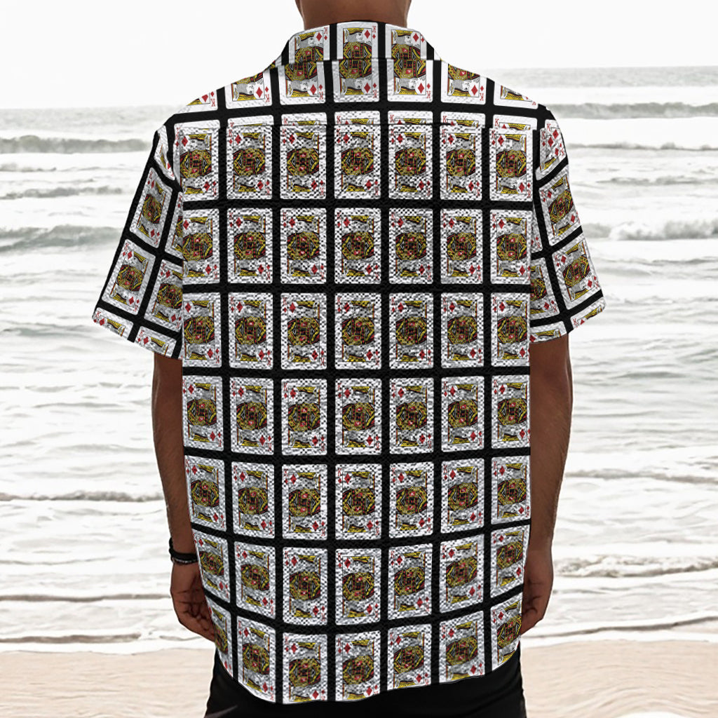 King Of Diamonds Pattern Print Textured Short Sleeve Shirt