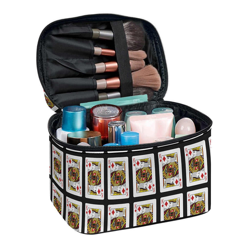 King Of Diamonds Pattern Print Travel Makeup Bag